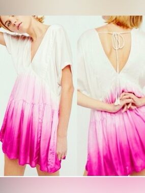 Free people pink silky ombré mini dress/tunic